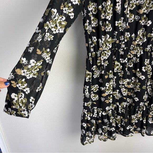 MICHAEL Michael Kors black green long sleeve mini dress fit & flare size M - Picture 5 of 14